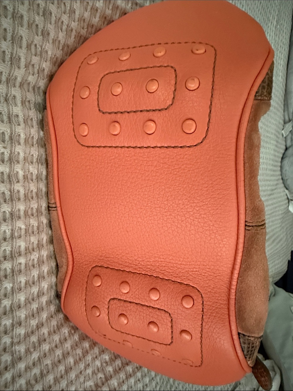 Tod's Burnt Orange Suede Shoulder Hobo with Brown Trim - Picture 8 of 13